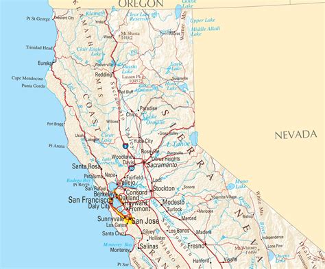 Northern California map, USA .
